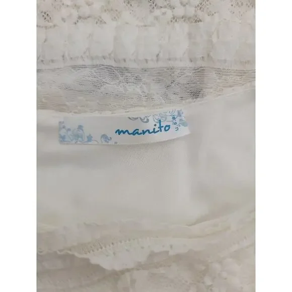 Manito USA Slip Maxi Dress Sz XS/S Ivory Lace Mesh Semi Sheer Whimsycal - Picture 8 of 8